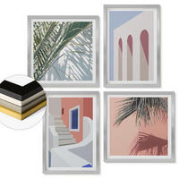 WANDBILDER 4er Set - 50x50 cm & 40x60 cm Silberner Rahmen - Illustrationen der Stadtarchitektur - Silberfarben, Kunststoff (50/50cm) - ArtPrintCave