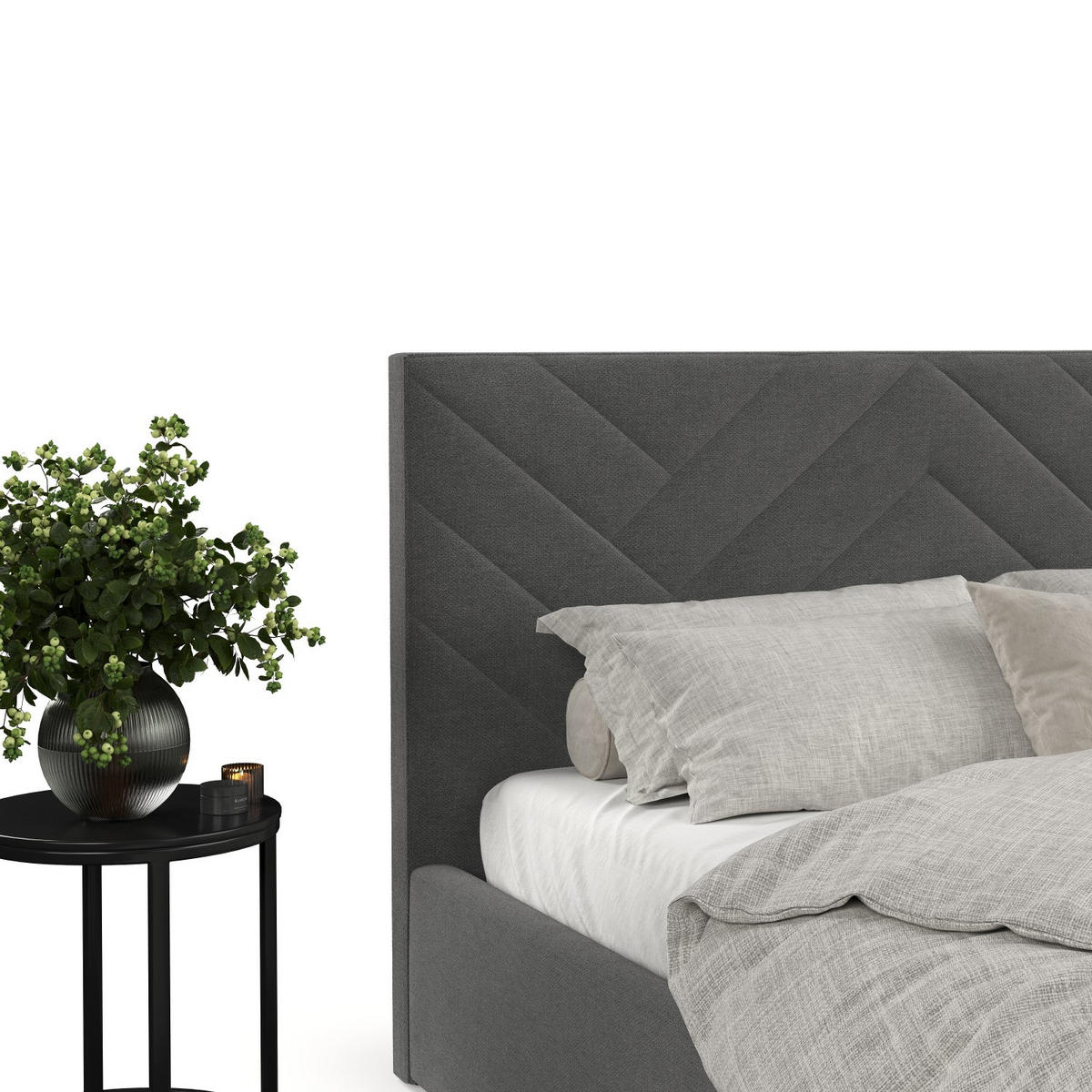 POLSTERBETT Arco 180/200 cm Anthrazit im Asti Stoff - Anthrazit/Schwarz, Holz/Holzwerkstoff (180/200cm) - AltaBeds