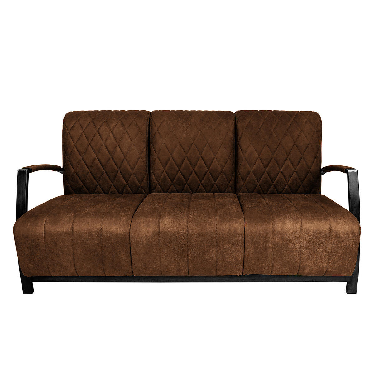 POLSTERGARNITUR (3-2-1) - Antiklederlook - Braun, Textil (1/1/1cm) - home24