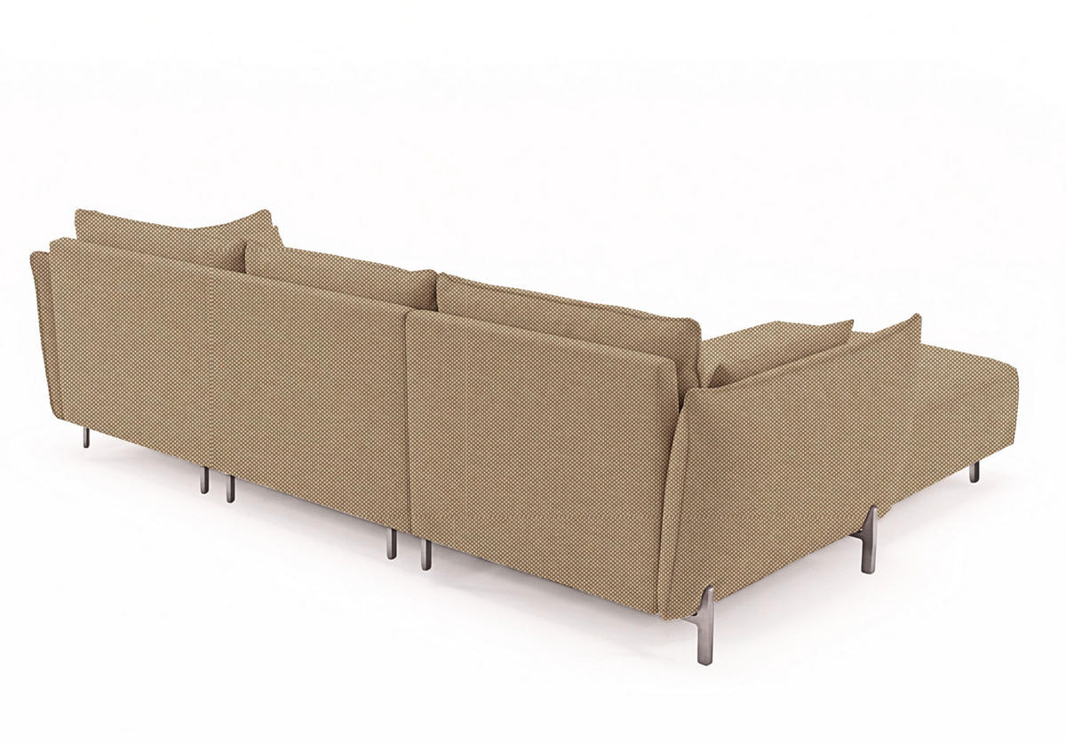 GARTENECKSOFA für Terrasse und Garten, Stoff Sunlight, Toffee, Links, SUNMEE - Braun, Holz (238/90/165cm) - Kaiser Möbel