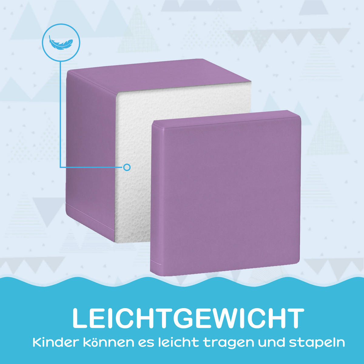 SOFTBAUSTEINE - Grau/Hellblau, Kunststoff (20/20/20cm) - HOMCOM