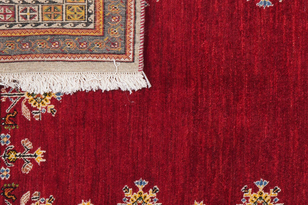 GABBEH-TEPPICH handgeknüpft Rizbaf Rot 213/133 cm Schurwolle - Rot, Textil (133/213cm) - Looma