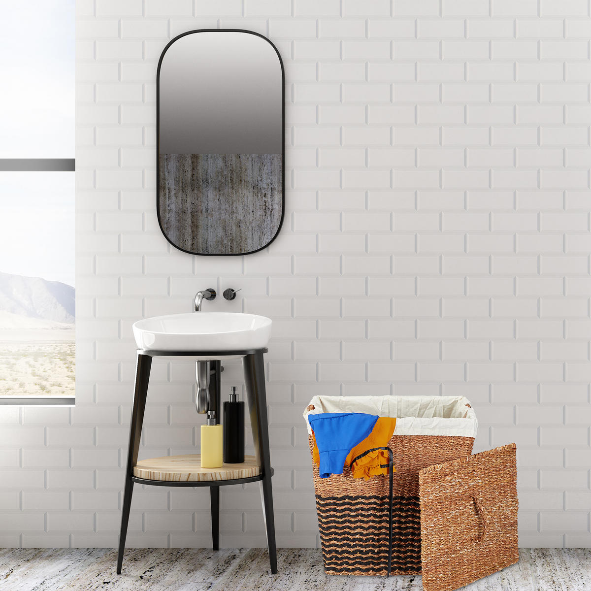 WÄSCHEKORB - Multicolor, Textil/Metall (50/50/40cm) - Relaxdays