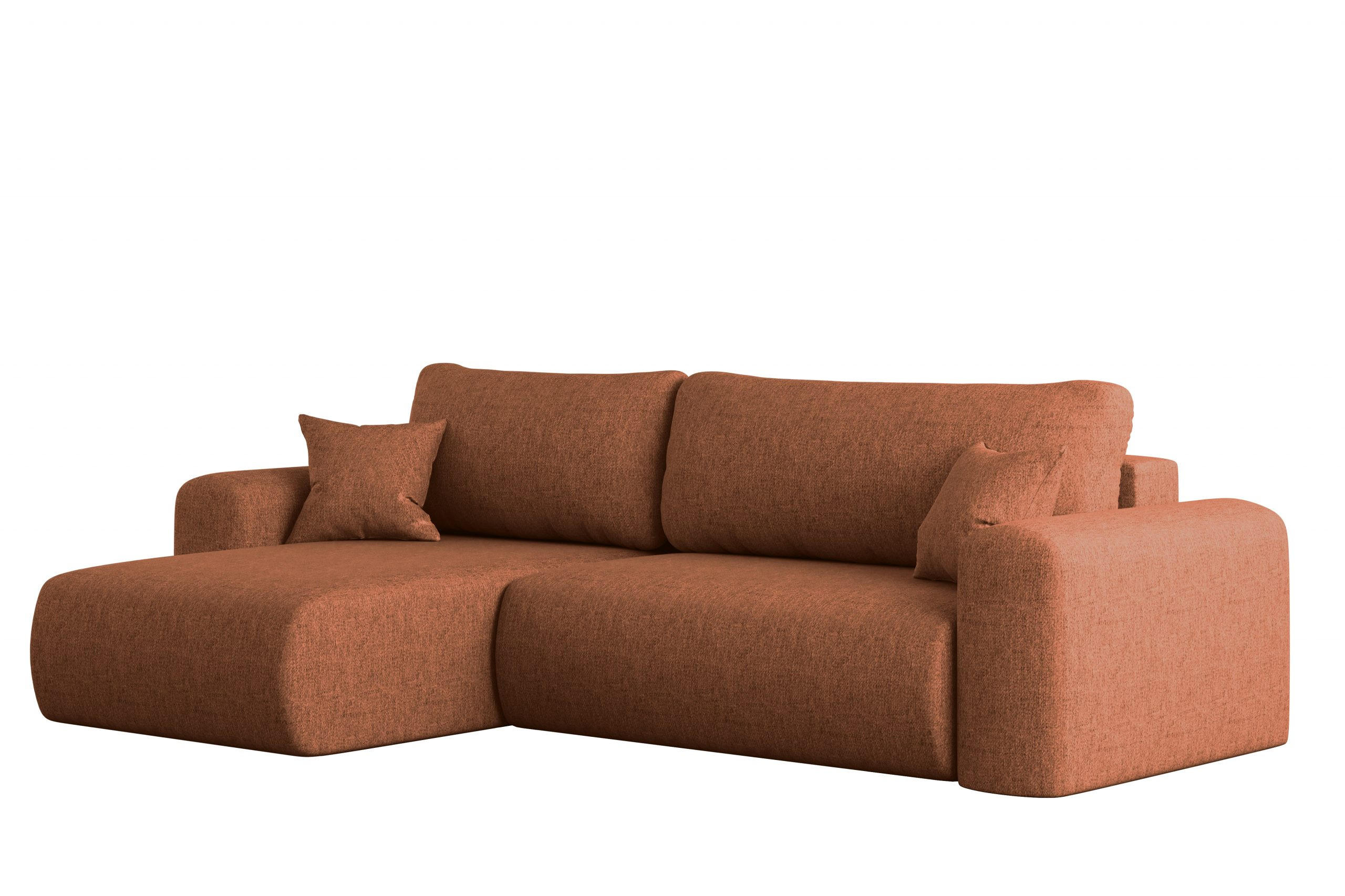 ECKSOFA Mit Schlaffunktion Und Bettkasten L-förmiges Sofa Capri Stoff Verita Links Kupfer - Kupferfarben, Holz (145/272cm) - Kaiser Möbel