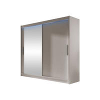 KLEIDERSCHRANK London VI, mit RGB LED Beleuchtung - Kaschmir/Silberfarben, Holzwerkstoff/Kunststoff (180/215/58cm) - MIRJAN24
