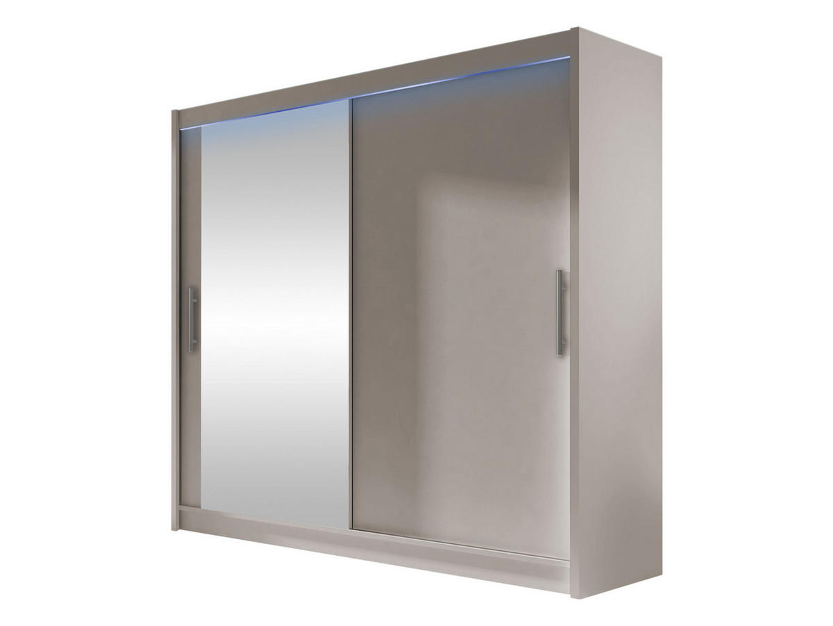KLEIDERSCHRANK London VI, mit RGB LED Beleuchtung - Kaschmir/Silberfarben, Holzwerkstoff/Kunststoff (180/215/58cm) - MIRJAN24