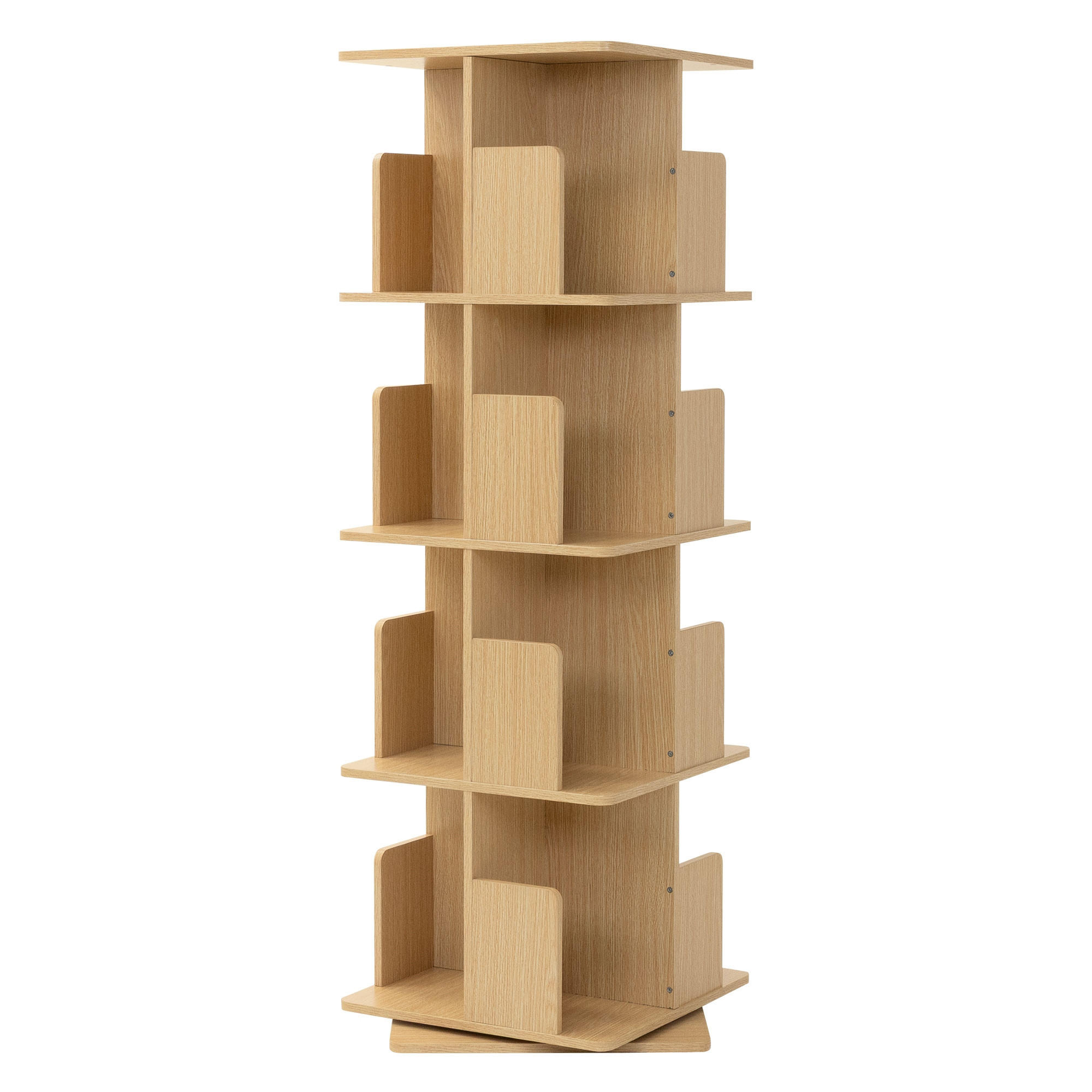 BÜCHERREGAL Kinder mit 4 Ebenen Eiche 40x124,5x40 cm Drehbar 360 Grad - Beige, Holzwerkstoff (40/124.5/40cm) - ML-DESIGN