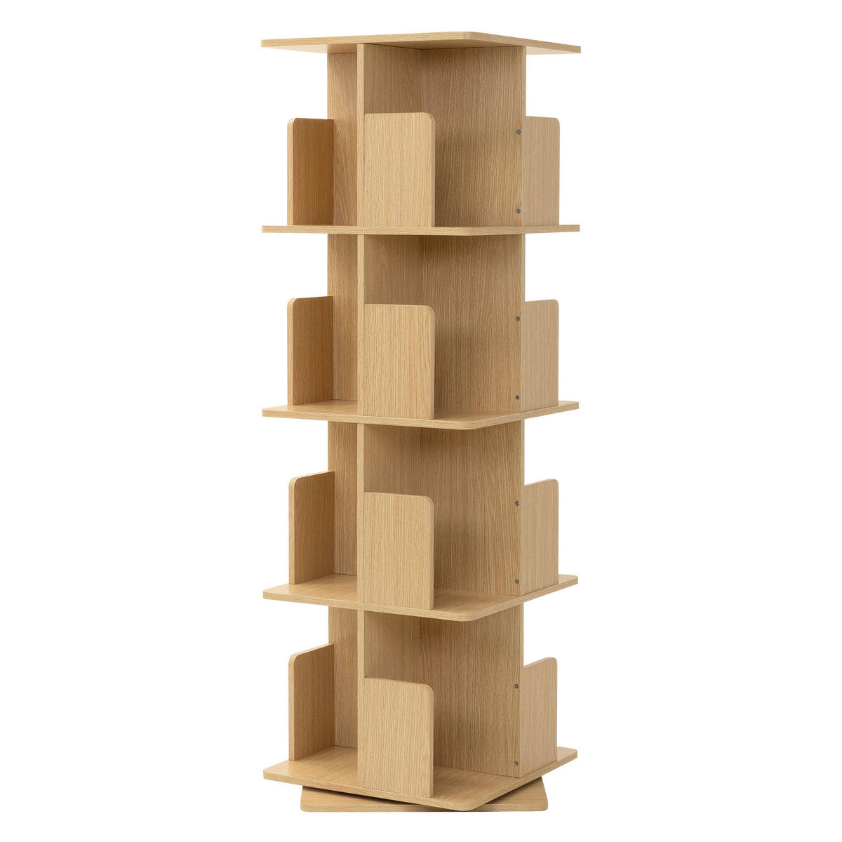 BÜCHERREGAL Kinder mit 4 Ebenen Eiche 40x124,5x40 cm Drehbar 360 Grad - Beige, Holzwerkstoff (40/124.5/40cm) - ML-DESIGN