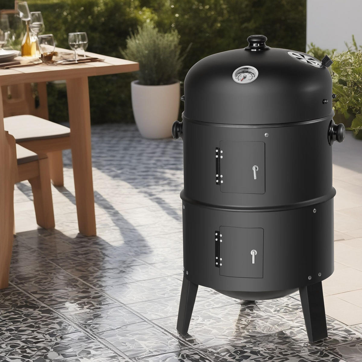 SMOKER ,Ø 41 cm,schwarz - Schwarz, Metall (41/80/41cm) - tectake