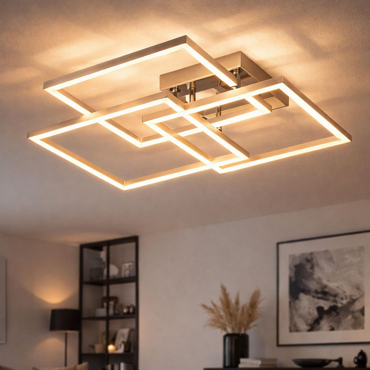 LED DECKENLEUCHTE MANAS Aluminium Silber - Silberfarben, Metall (48/48/8.5cm) - Wofi