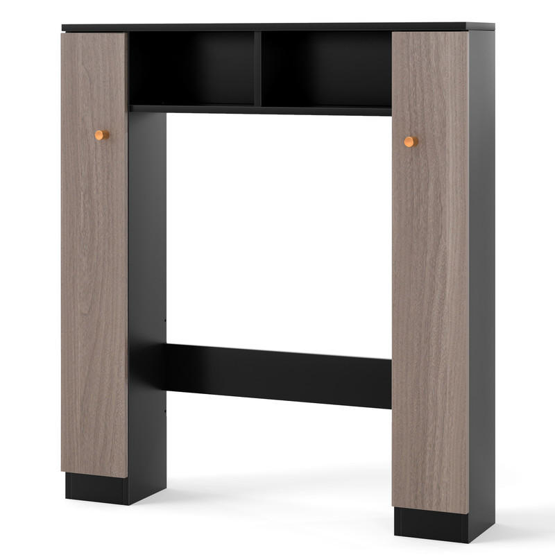 TOILETTENREGAL mit höhenverstellbaren Regalböden schwarz - Schwarz, Holzwerkstoff (87.5/98/18cm) - COSTWAY