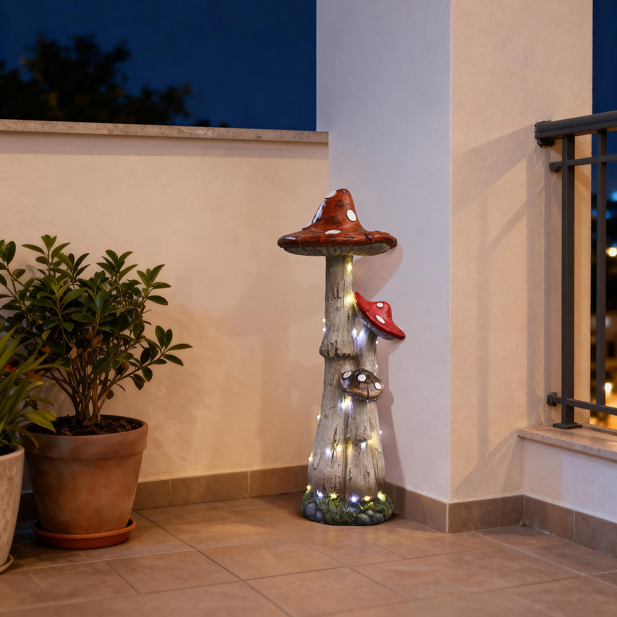 MGO Gartenskulptur Pilz, 31x29x80 cm, mit LED-Beleuchtung - Multicolor, Naturmaterialien (31/80/29cm) - Hometopia