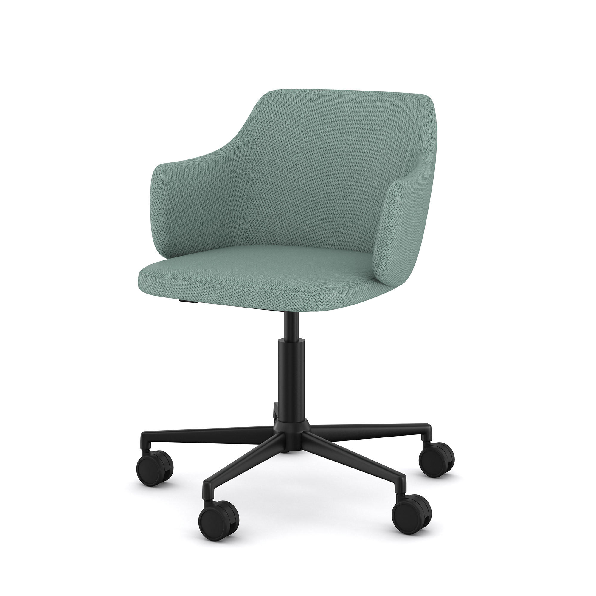 SCHALENSTUHL Consento Triest gepolstert mit Rollen / Grün - Grün, Textil/Metall (56/79/58cm) - ASSMANN