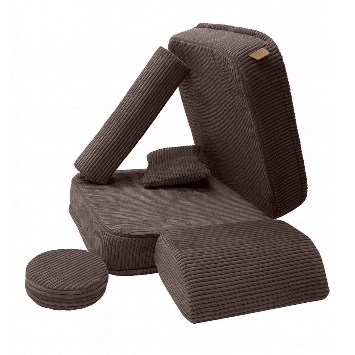 KINDERSESSEL modular 3-in-1 ausklappbar aus Cord in Braun - Dunkelbraun, Textil (60/50/50cm) - MeowBaby