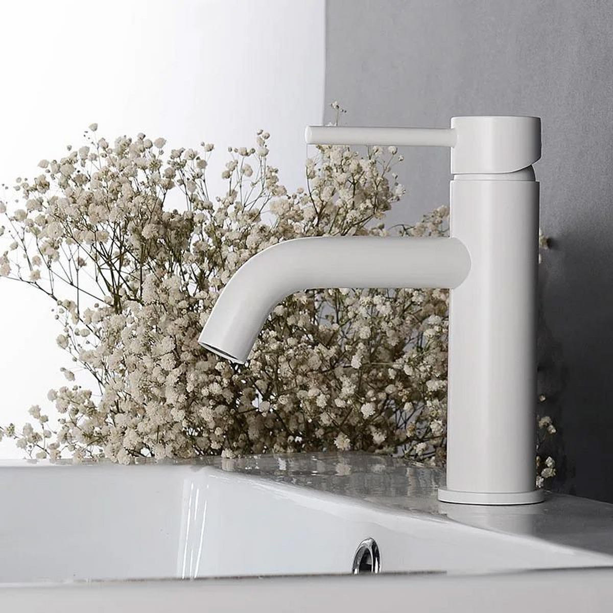 WASCHBECKENARMATUR Rea Lungo White Low - Weiß, Metall (5/16.5/15cm) - REA