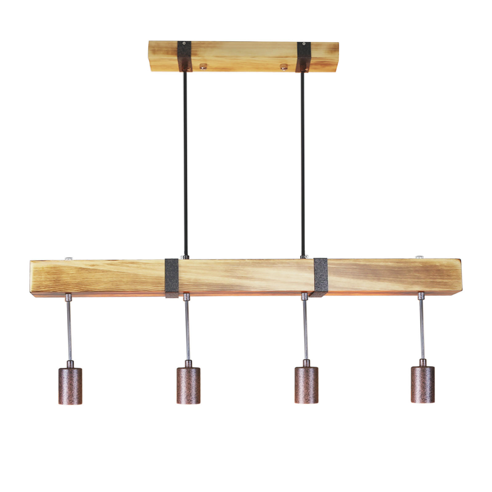 HÄNGELEUCHTE Claudia 4-flammig 80/6/6 cm - Braun, Holzwerkstoff (80/6/6cm) - Nettlife