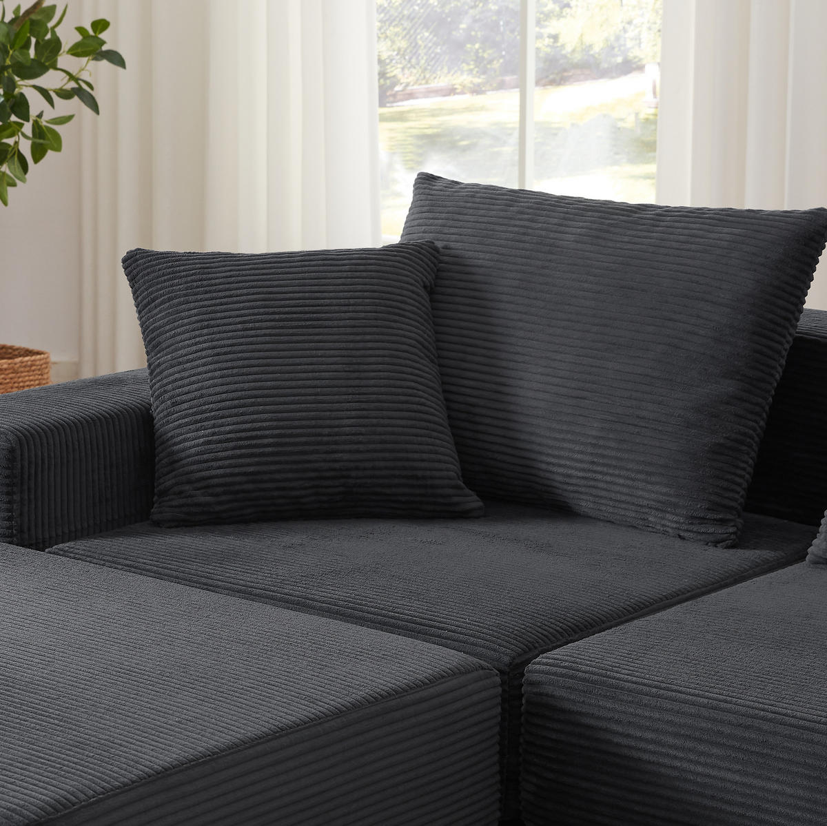 SOFA modulares Design Dunkelgrau - Dunkelgrau, Kunststoff (96/259.5cm) - Meubliv