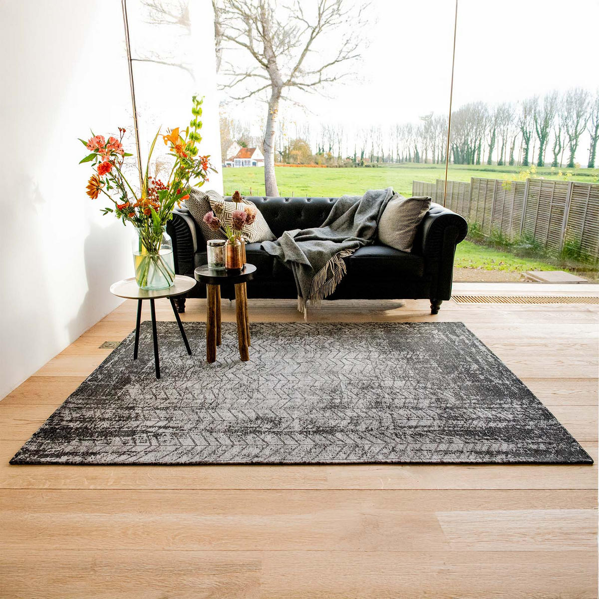 TEPPICH Flachgewebe BRONX Schwarz 80 x 150 cm - Schwarz, Textil (80/150cm) - Novatrend