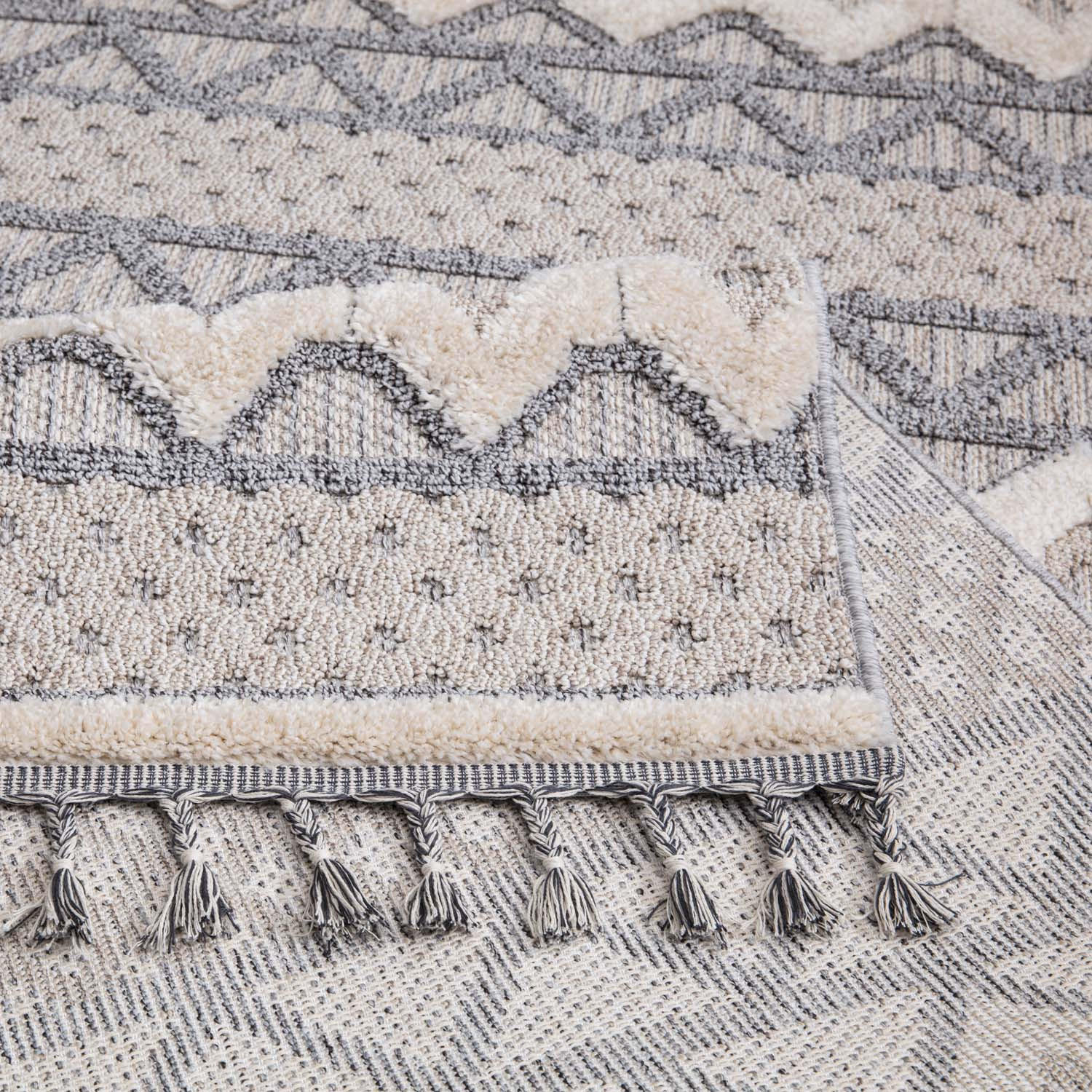 Thumbnail - carpet city Kurzflor-Teppich, Grau, Blau, Textil, Grafikmuster, Rechteckig, 120x170 cm, Oeko-Tex® Standard 100, für Fußb...