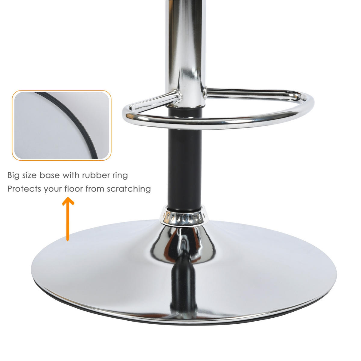 BARHOCKER 2er-Set, Stoff, höhenverstellbar 87-108cm, orange - Chromfarben/Orange, Metall (53/108/50cm) - Urban Meuble