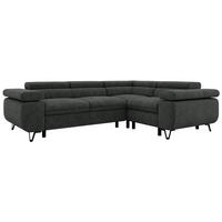 ECKSOFA ORSO L Dunkelgrau Stukture - Rechts Seite - Dunkelgrau/Schwarz, Textil/Metall (268/197cm) - MKS
