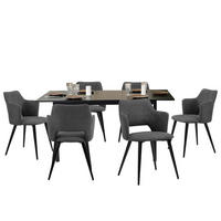 ESSGRUPPE mit 1 Tisch und 6 Stühlen in Grau - Multicolor, Textil (46/81/45cm) - Meubles Cosy