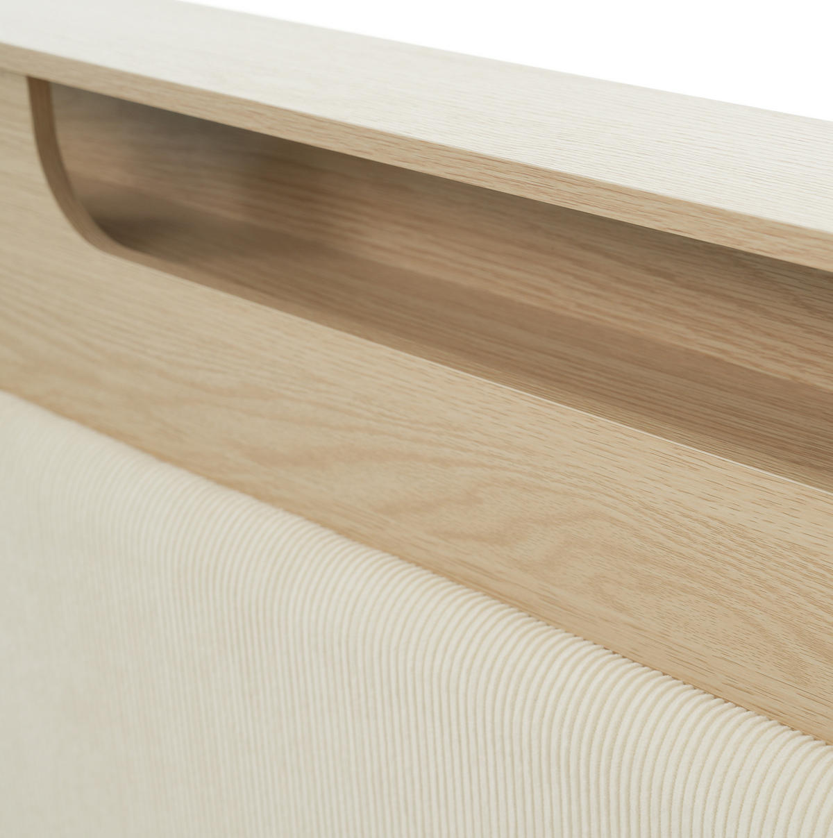 POLSTERBETT aus Cordstoff 140x200 cm in Beige mit LED-Beleuchtung - Beige, Textil (140/200cm) - Modfu