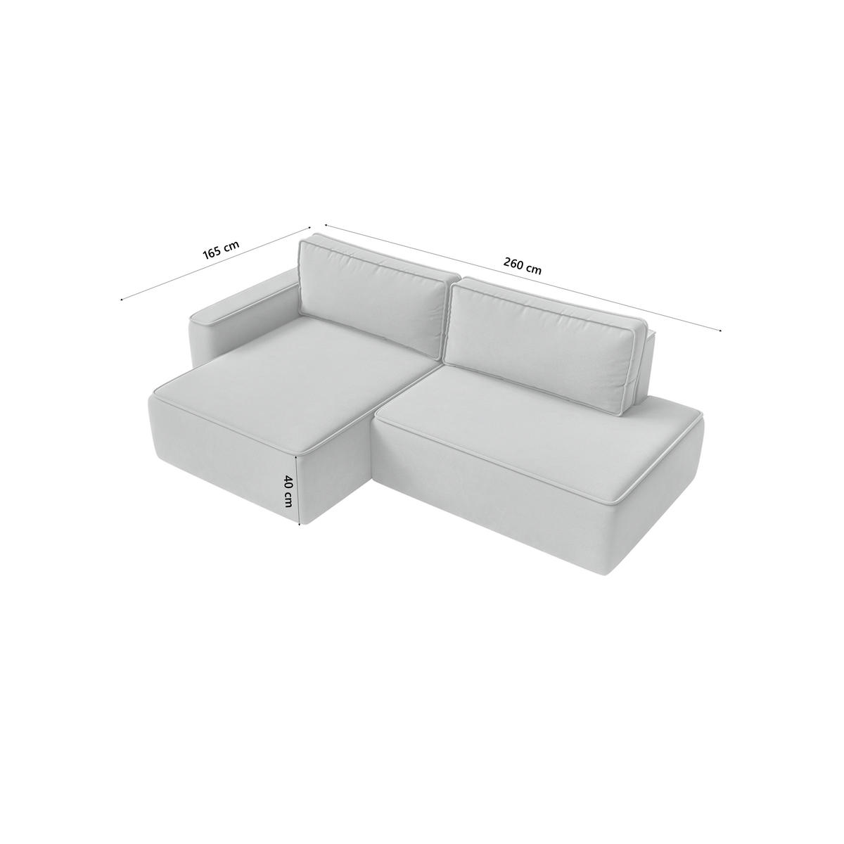 ECKSOFA Sarro mit Schlaffunktion, Silber - Silberfarben, Textil (165/260cm) - Fedve