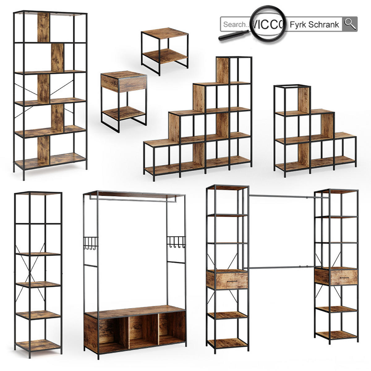 KLEIDERSCHRANK Fyrk Eiche rustikal 90 x 120 cm - Wildeiche/Braun, Holzwerkstoff (90/120/30cm) - Vicco