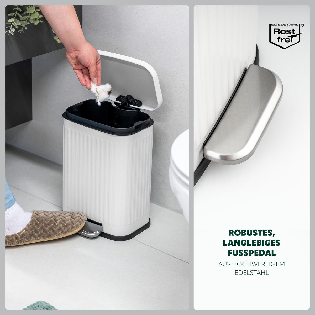 KOSMETIKEIMER 6 Liter, weiß - Weiß, Metall (22.5/32/20.5cm) - eluno