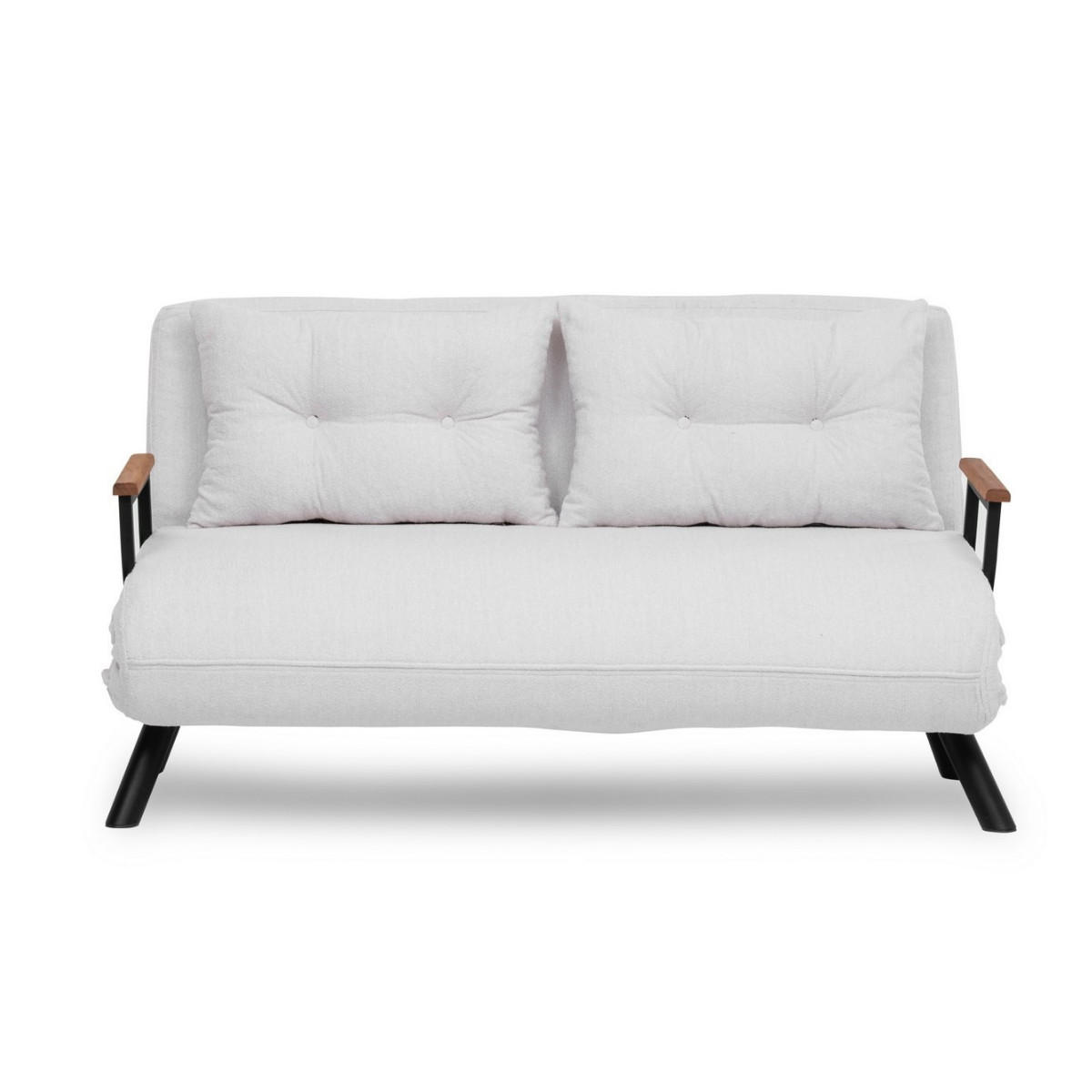 SCHLAFSOFA für 2 Personen mit Stoffbezug und Metallfüßen 133/50/41 cm - Weiß, Metall (50/41/133cm) - Calicosy