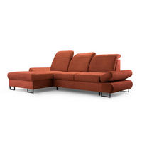 ECKSOFA NANO Orange Velours-Stoff mit Schlaffunktion - Orange, Holz (265/156cm) - MASSENO