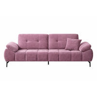 BIG Sofa Tiko Cord 245cm - Dunkelrosa/Schwarz, Holz/Metall (245/97/100cm) - Möbeldreams