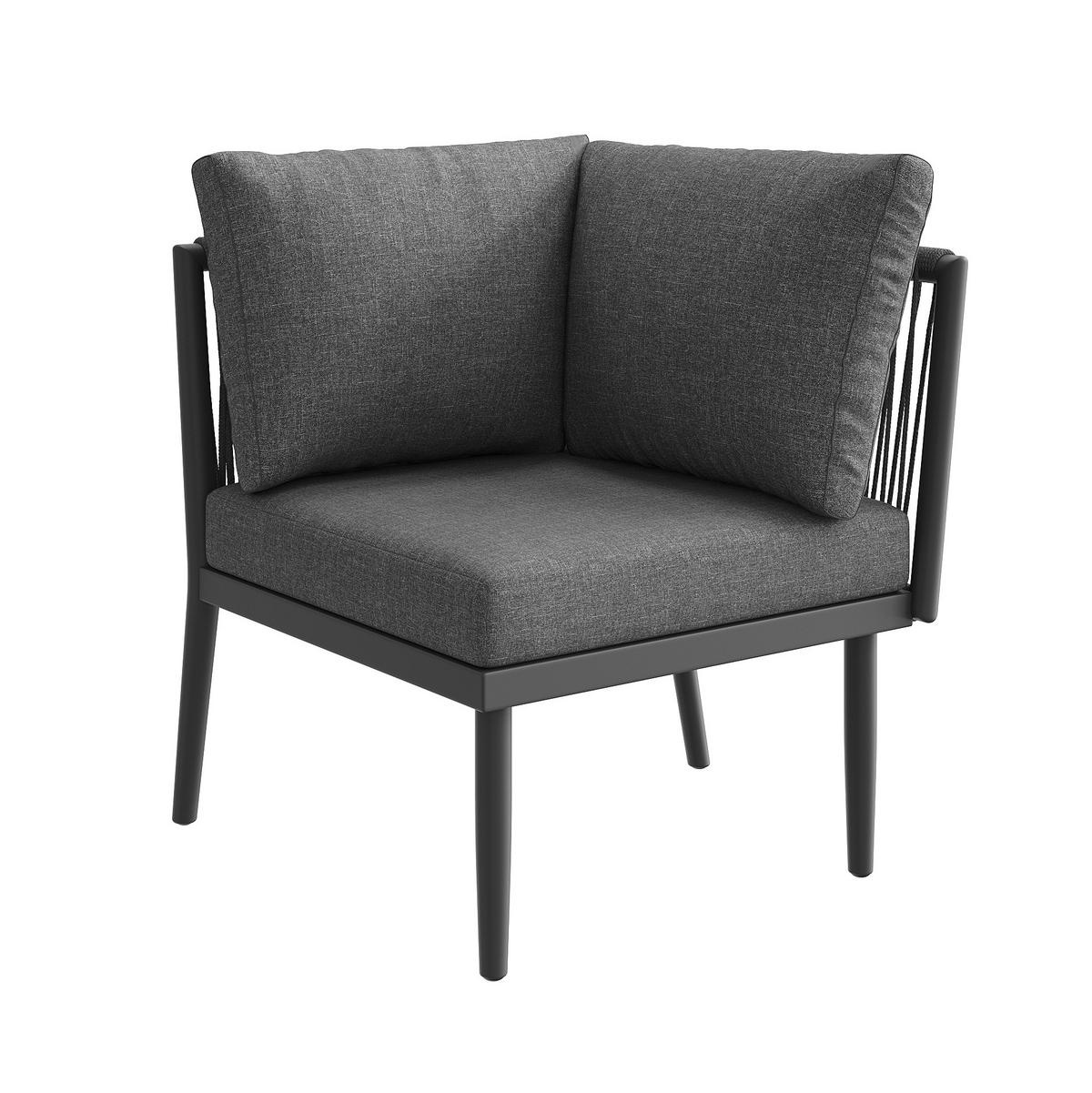 ZAHRADNÍ lounge set z kovu a Olefinu 114x61x67 cm šedý, modulární, s nastavitelnými nohami, vodoodpudivý - šedá, kov - Modfu