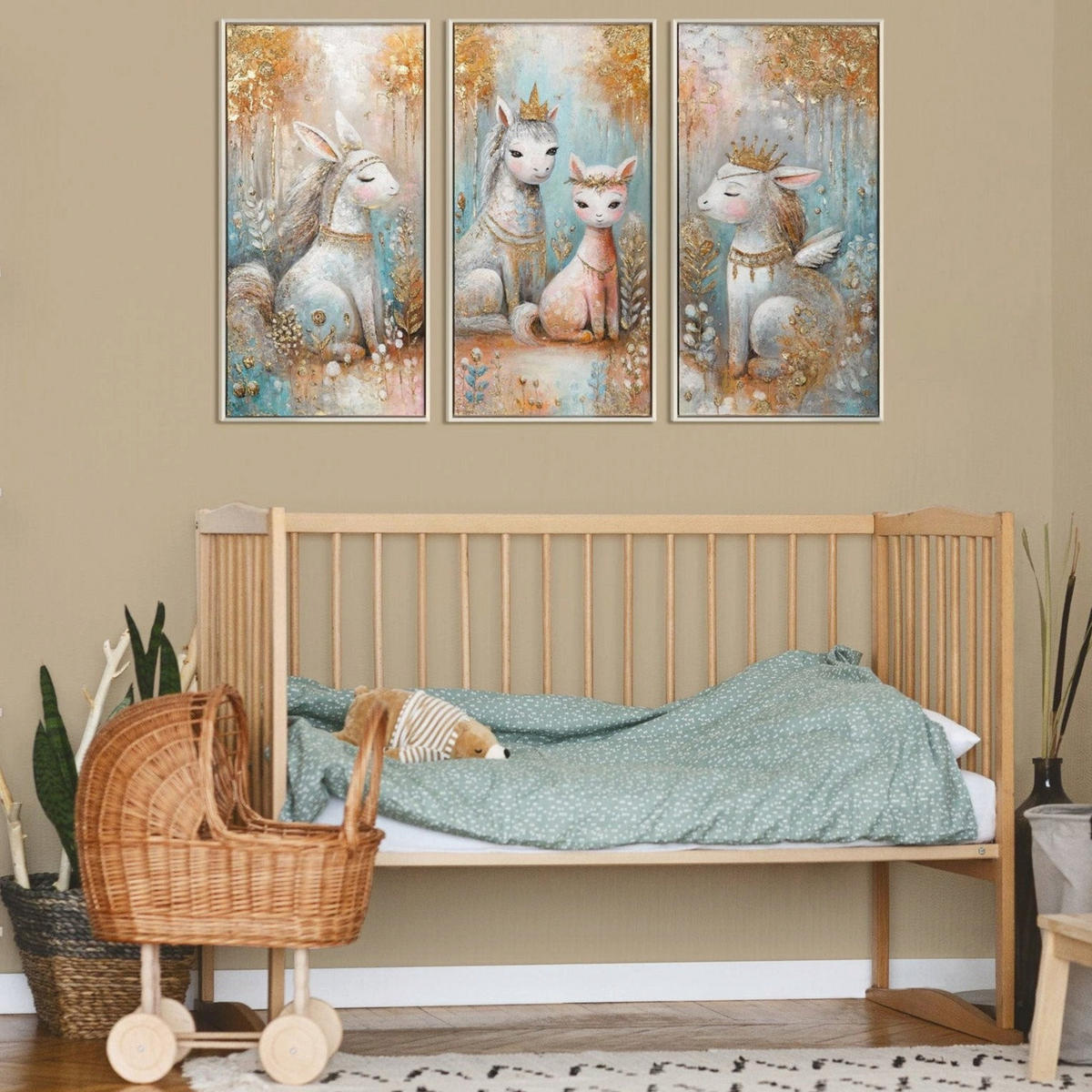 GEMÄLDE Märchenhafte Wesen Schattenfugenrahmen Beige 120x80 cm - Beige, Holz (120/80cm) - YS-art gallery