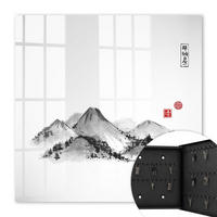 SCHLÜSSELBOX Schwarz 30x30 cm- Türöffnung nach rechts - Japanische Berge - Weiß, Metall (30/30/5cm) - TULUP