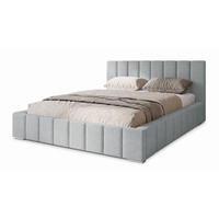 MARPUR Polsterbett MENOS 180x200 cm mit Bettkasten und Lattenrost, Veloursstoff Grau - Chromfarben/Grau, Holz/Holzwerkstoff (180/200cm) - Marpur