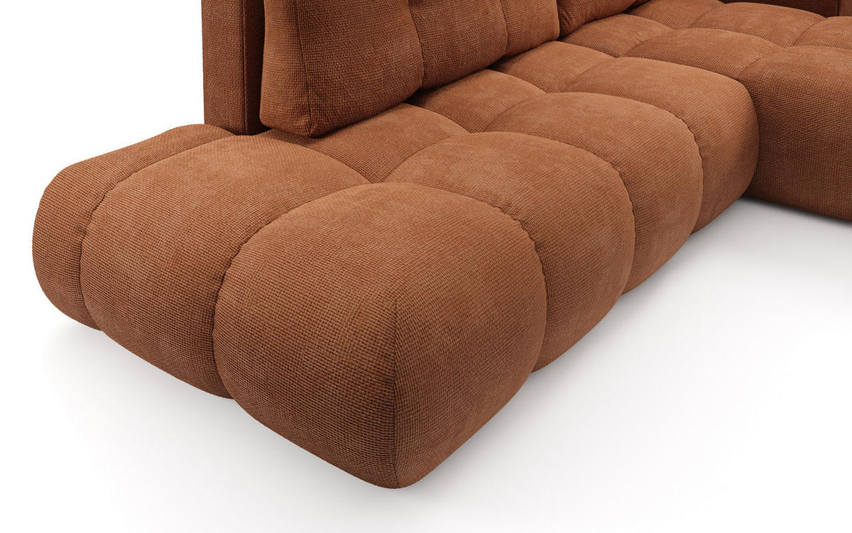 ECKSOFA DUCA R-S Orange Chenille mit Schlaffunktion - Orange, Holz (266.5/266.5cm) - MASSENO