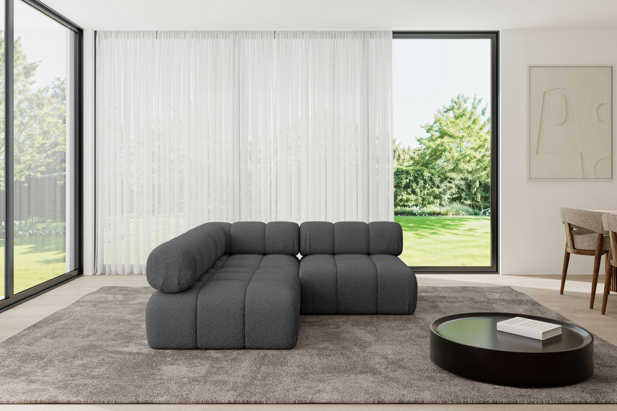 ECKSOFA modulares Sofa Samaro-L1 - 190x190x70 cm Grau Bouclé - Grau, Holzwerkstoff/Textil (190/190cm) - ALTDECOR