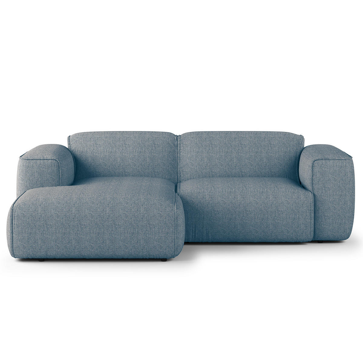 ECKSOFA mit XL-Longchair - Blaugrau/Schwarz, Kunststoff/Textil (260/171cm) - home24