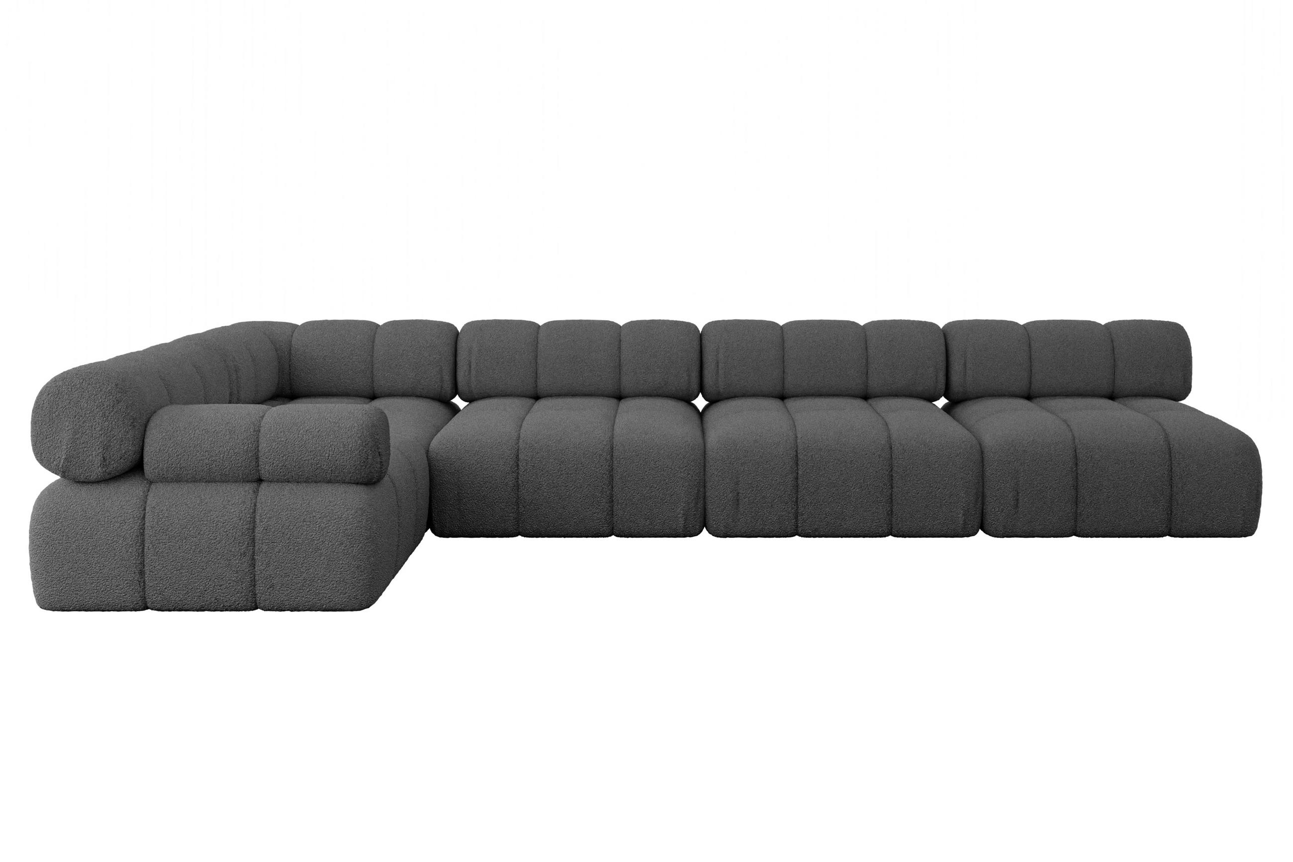 ECKSOFA modulares Sofa Mende-L3 - 380x190x70 cm Grau Bouclé - Grau, Holzwerkstoff/Textil (380/190cm) - ALTDECOR