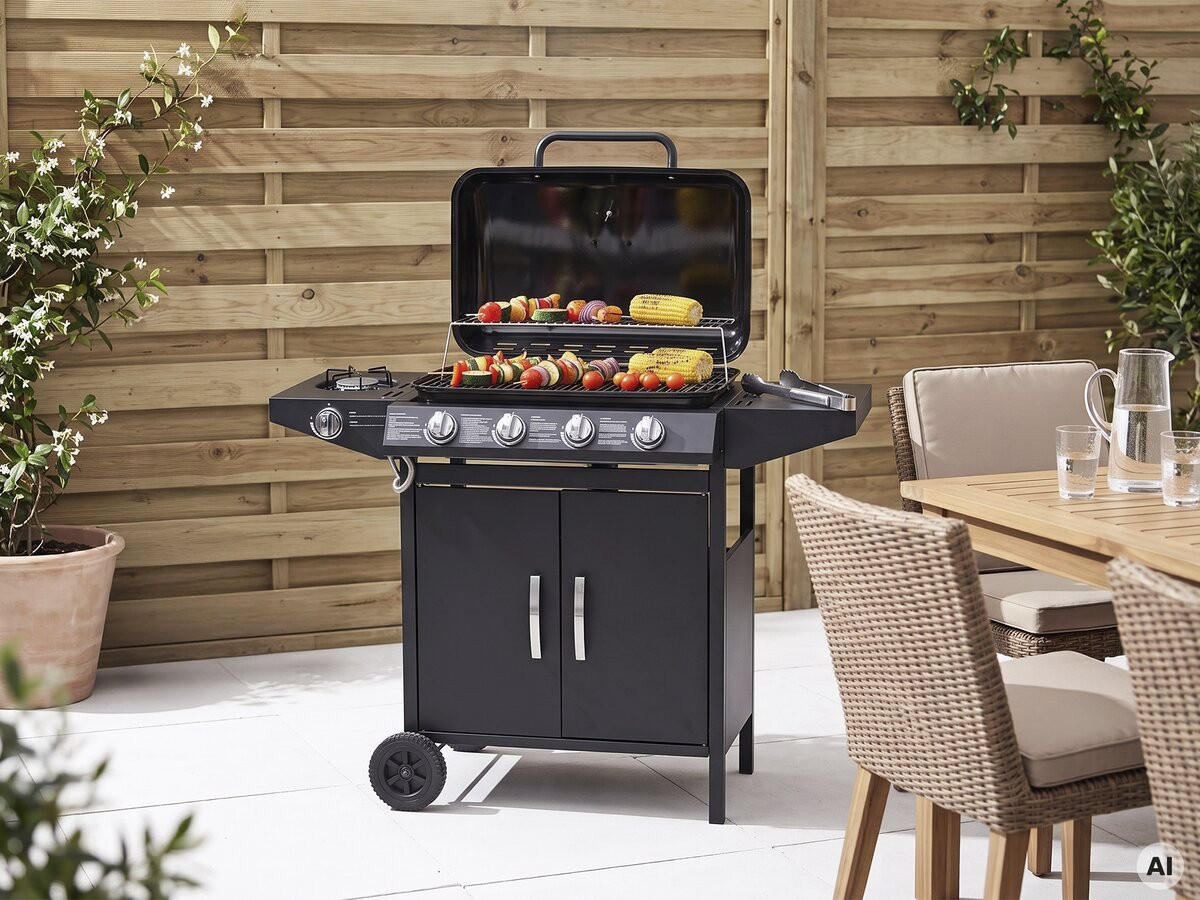 GASGRILL festa 5 Schwarz - Grau, Metall (51.5/95/120cm) - Habitat Garten