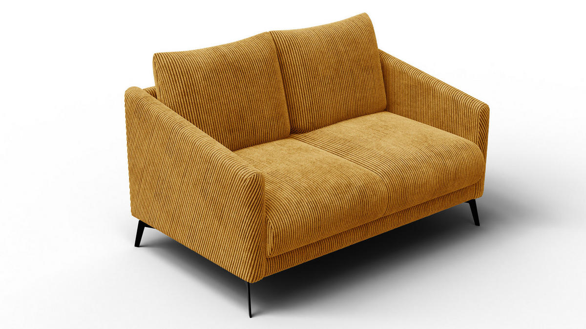 SOFA VILT 2-Sitzer, safran - Gelb/Schwarz, Holzwerkstoff/Textil (142/89/94cm) - Courtois Laville
