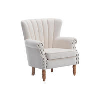 SESSEL - Stoff mit Nieten - Cremefarben - BATOUMI - Creme, Textil (72/90/78cm) - Vente-Unique