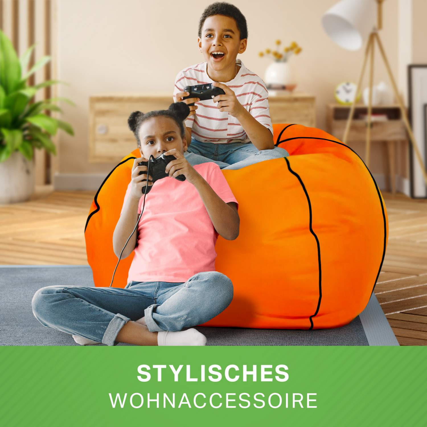 Thumbnail - Green Bean Gaming-Sitzsack, Orange, Textil, Füllung: Styroporkugeln, Rund, 90x90x90 cm, Hergestellt in Deutschland, Wohn...