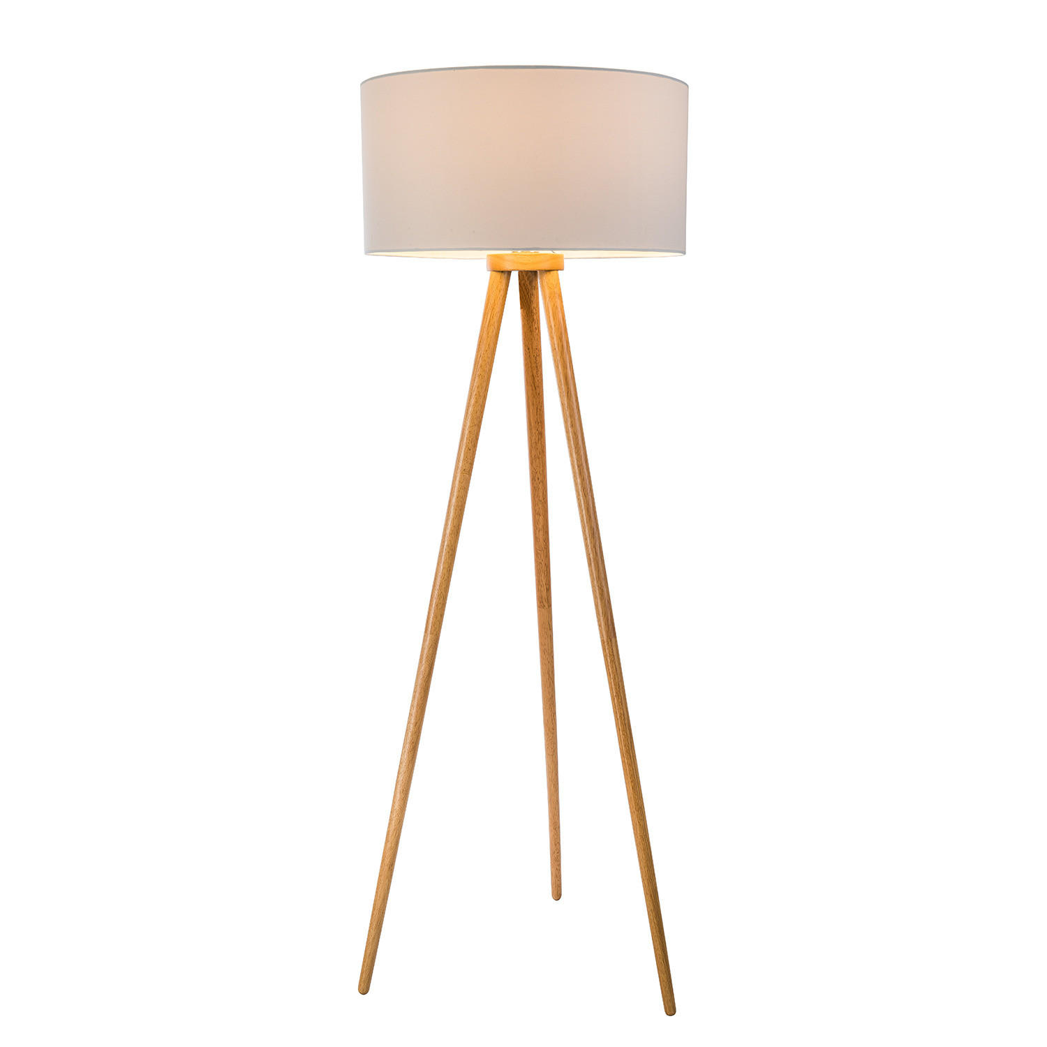STEHLEUCHTE - Massivholz / Webstoff - 1-flammig - Braun, Holz/Textil (50/50/150cm) - home24