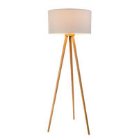 STEHLEUCHTE - Massivholz / Webstoff - 1-flammig - Braun, Holz/Textil (50/50/150cm) - home24