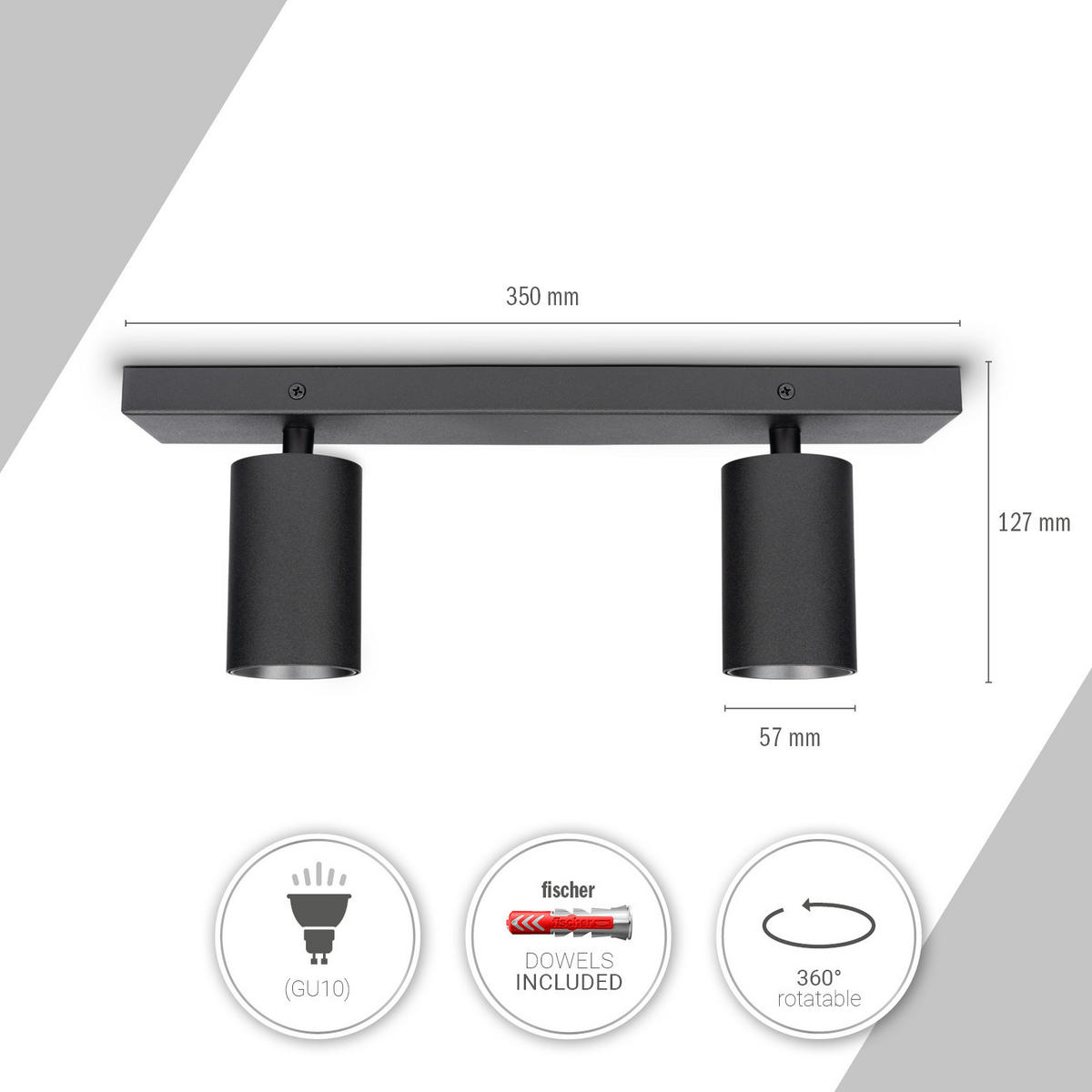 STRAHLER Timo Sq - Schwarz, Metall (9/5.7/12.7cm) - Paco Home