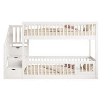 ETAGENBETT 90/200 cm mit Stauraumtreppe, Schubladen und Spielbereich, Weiß - Weiß, Holzwerkstoff (90/200cm) - Redom