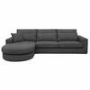 ECKSOFA Pablo ohne Schlaffunktion, mit abgerundeter Ottomane, links, Dunkelgrau, Velourstoff - Dunkelgrau, Textil (319/196cm) - Beautysofa